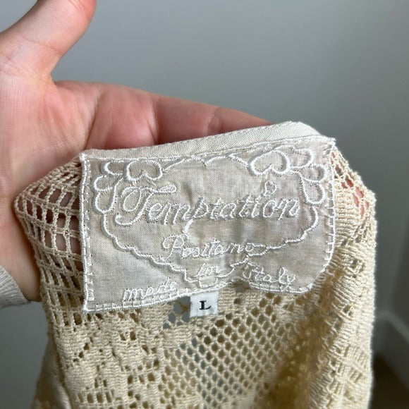 Temptation Positano 100% Cotton Cream Crochet Lace Tunic Mini Dress