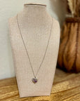 925 Sterling Silver Genuine Amethyst Studded Heart Pendant Necklace