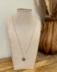 925 Sterling Silver Genuine Amethyst Studded Heart Pendant Necklace