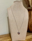 925 Sterling Silver Genuine Amethyst Studded Heart Pendant Necklace