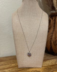 925 Sterling Silver Genuine Amethyst Studded Heart Pendant Necklace