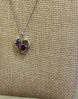 925 Sterling Silver Genuine Amethyst Studded Heart Pendant Necklace