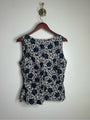 Madewell 100% Linen Boatneck Cinched Floral Tank Top Blouse in Oat