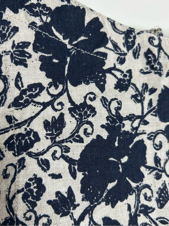 Madewell 100% Linen Boatneck Cinched Floral Tank Top Blouse in Oat