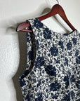Madewell 100% Linen Boatneck Cinched Floral Tank Top Blouse in Oat