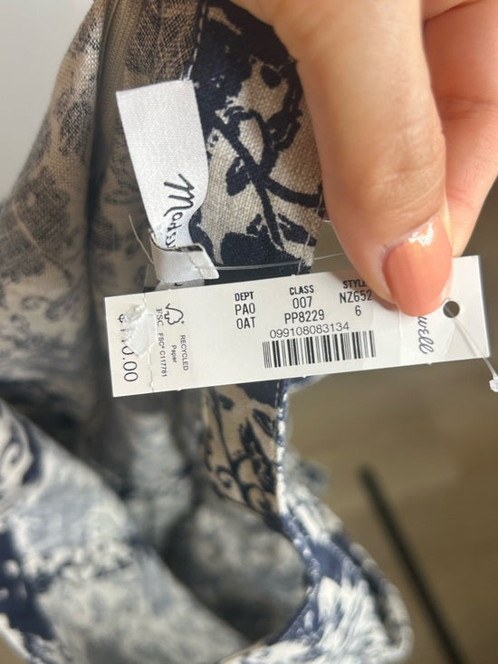 Madewell 100% Linen Boatneck Cinched Floral Tank Top Blouse in Oat