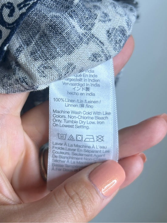 Madewell 100% Linen Boatneck Cinched Floral Tank Top Blouse in Oat
