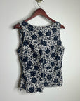 Madewell 100% Linen Boatneck Cinched Floral Tank Top Blouse in Oat