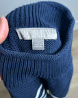 J. Crew 100% Cotton Navy Blue White Striped Turtleneck Knit Sweater