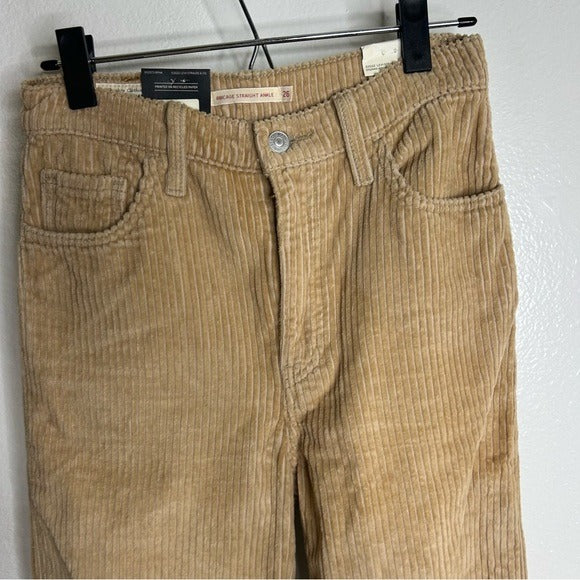 Levi's Premium 100% Cotton Ribcage Straight Leg Corduroy Tan