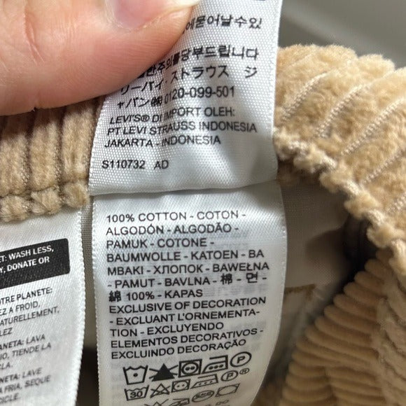 Levi's Premium 100% Cotton Ribcage Straight Leg Corduroy Tan