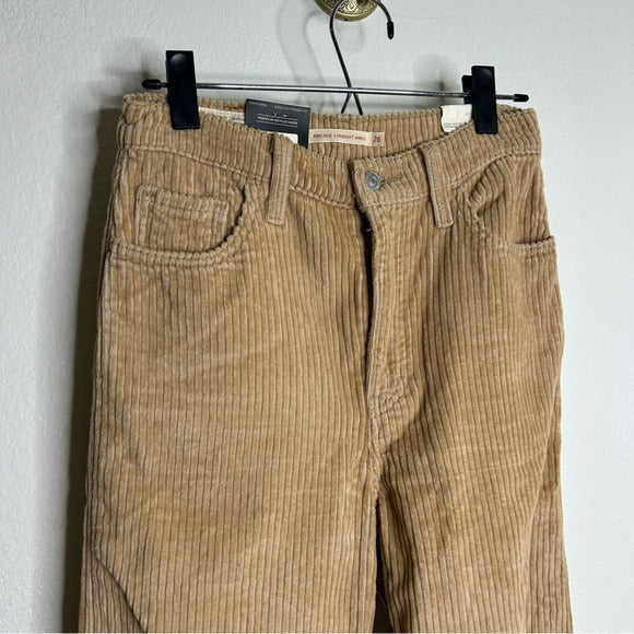 Levi's Premium 100% Cotton Ribcage Straight Leg Corduroy Tan
