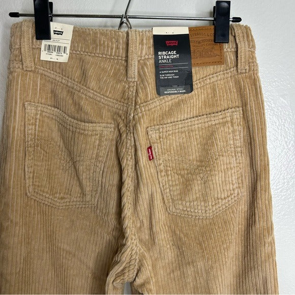 Levi's Premium 100% Cotton Ribcage Straight Leg Corduroy Tan