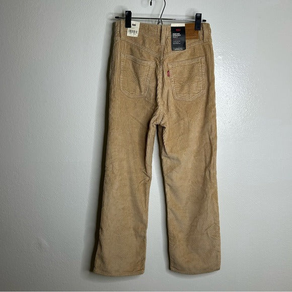 Levi's Premium 100% Cotton Ribcage Straight Leg Corduroy Tan