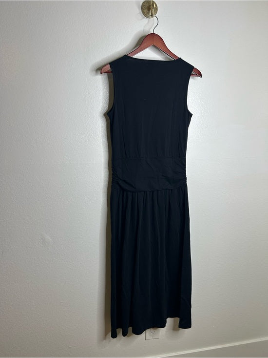 Nation LA 100% Pima Cotton Cleo Midi Dress Drop Waist  in Jet Black