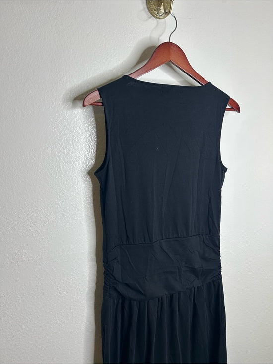Nation LA 100% Pima Cotton Cleo Midi Dress Drop Waist  in Jet Black