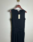 Nation LA 100% Pima Cotton Cleo Midi Dress Drop Waist  in Jet Black