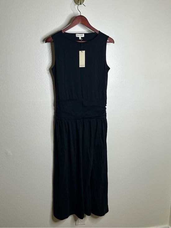 Nation LA 100% Pima Cotton Cleo Midi Dress Drop Waist  in Jet Black