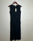 Nation LA 100% Pima Cotton Cleo Midi Dress Drop Waist  in Jet Black