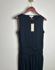 Nation LA 100% Pima Cotton Cleo Midi Dress Drop Waist  in Jet Black