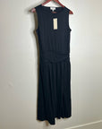 Nation LA 100% Pima Cotton Cleo Midi Dress Drop Waist  in Jet Black