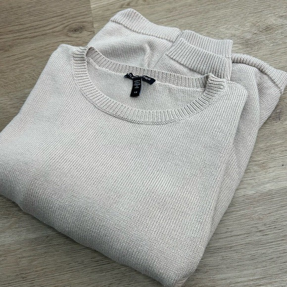 Eileen Fisher Organic Cotton Linen Tan Neutral Knit Pullover Sweater