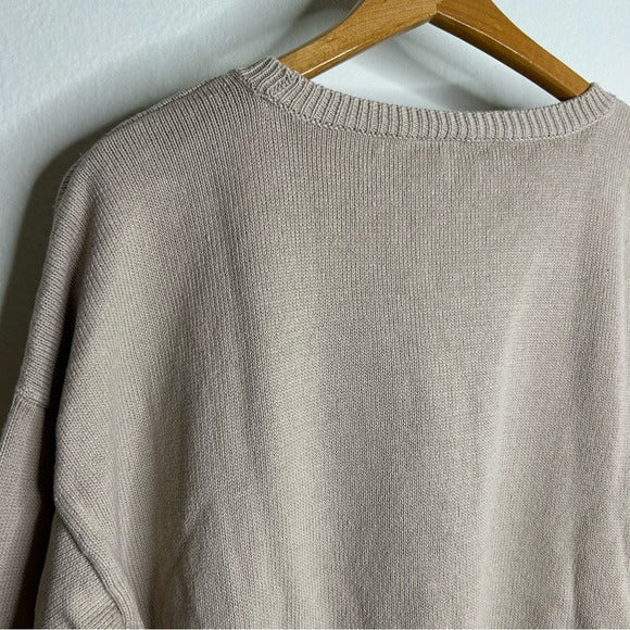 Eileen Fisher Organic Cotton Linen Tan Neutral Knit Pullover Sweater