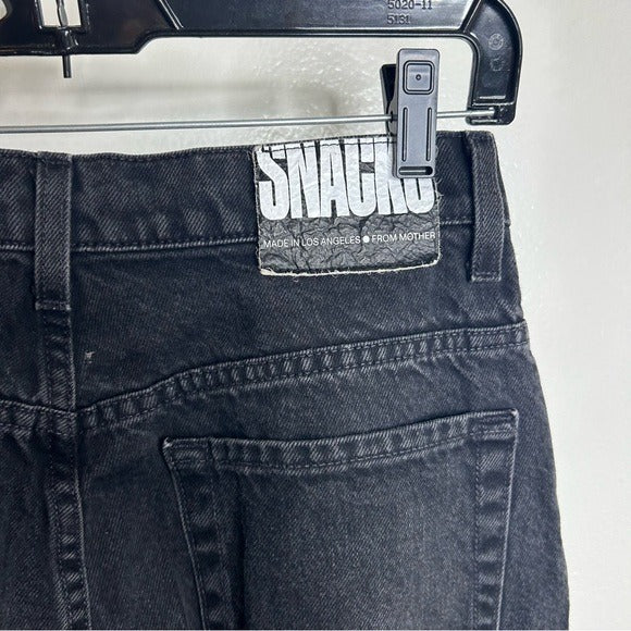MOTHER Snacks 100% Cotton Black High Waisted Tapered Leg Jean