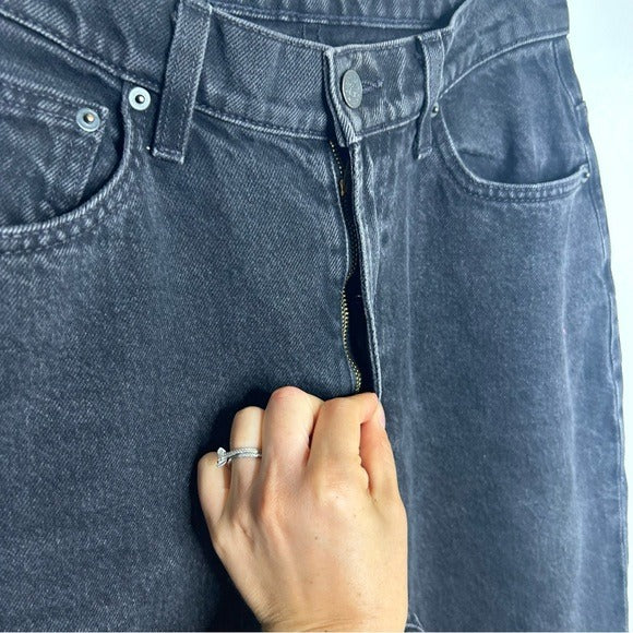MOTHER Snacks 100% Cotton Black High Waisted Tapered Leg Jean