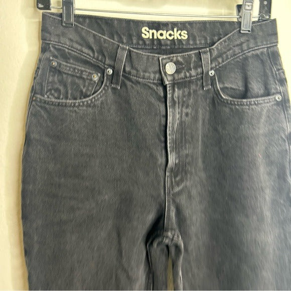 MOTHER MOTHER Snacks 100% Cotton Black High Waisted Tapered Leg Jean - Cotton, Denim