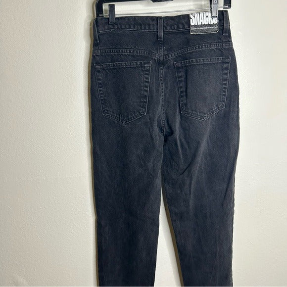 MOTHER MOTHER Snacks 100% Cotton Black High Waisted Tapered Leg Jean - Cotton, Denim