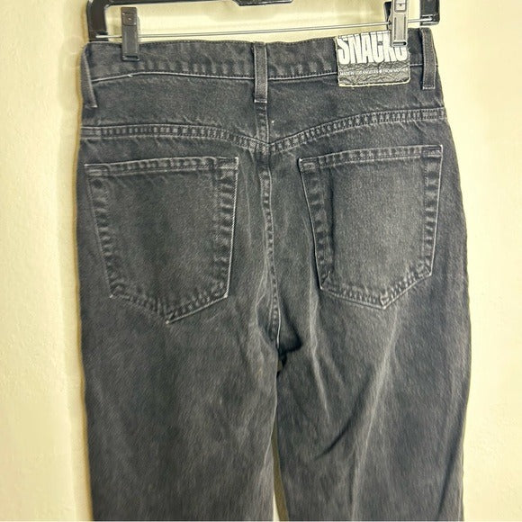 MOTHER Snacks 100% Cotton Black High Waisted Tapered Leg Jean