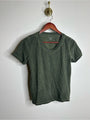 Eileen Fisher 100% Organic Cotton Green V - Neck T - Shirt Short Sleeve
