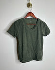 Eileen Fisher 100% Organic Cotton Green V - Neck T - Shirt Short Sleeve