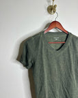 Eileen Fisher 100% Organic Cotton Green V - Neck T - Shirt Short Sleeve
