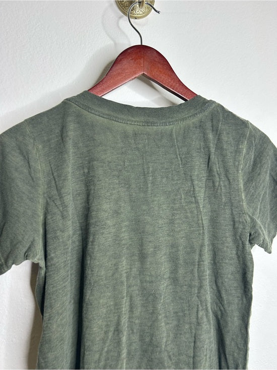 Eileen Fisher 100% Organic Cotton Green V - Neck T - Shirt Short Sleeve