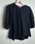 Bryn Walker 100% Organic Cotton Poplin Short Sleeve Black Top