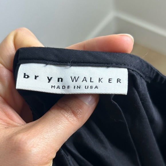 Bryn Walker 100% Organic Cotton Poplin Short Sleeve Black Top