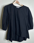 Bryn Walker 100% Organic Cotton Poplin Short Sleeve Black Top