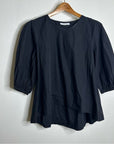 Bryn Walker 100% Organic Cotton Poplin Short Sleeve Black Top