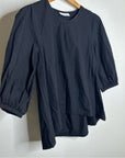 Bryn Walker 100% Organic Cotton Poplin Short Sleeve Black Top