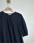 Bryn Walker 100% Organic Cotton Poplin Short Sleeve Black Top