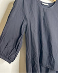 Bryn Walker 100% Organic Cotton Poplin Short Sleeve Black Top