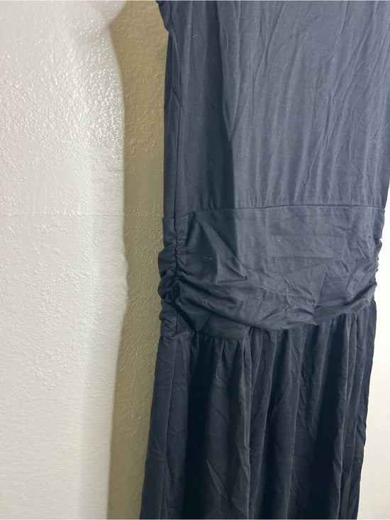 Nation LA 100% Pima Cotton Cleo Midi Dress Drop Waist in Jet Black