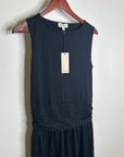 Nation LA 100% Pima Cotton Cleo Midi Dress Drop Waist in Jet Black