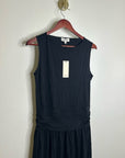 Nation LA 100% Pima Cotton Cleo Midi Dress Drop Waist in Jet Black