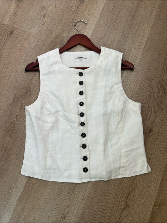 Madewell 100% Button Front Linen Shell Top in Ivory Linen