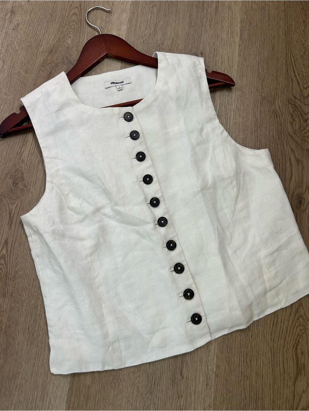 Madewell 100% Button Front Linen Shell Top in Ivory Linen