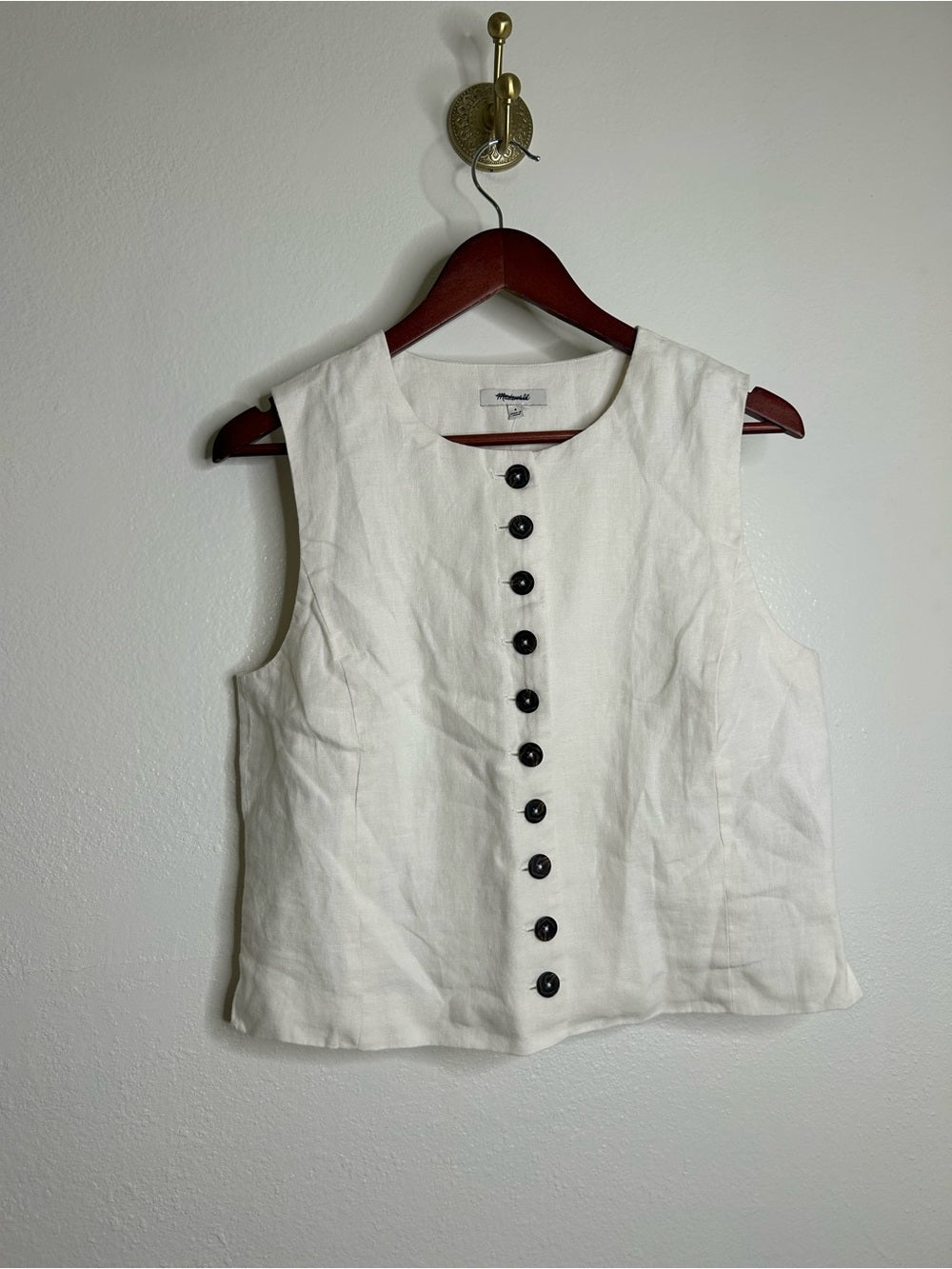 Madewell 100% Button Front Linen Shell Top in Ivory Linen