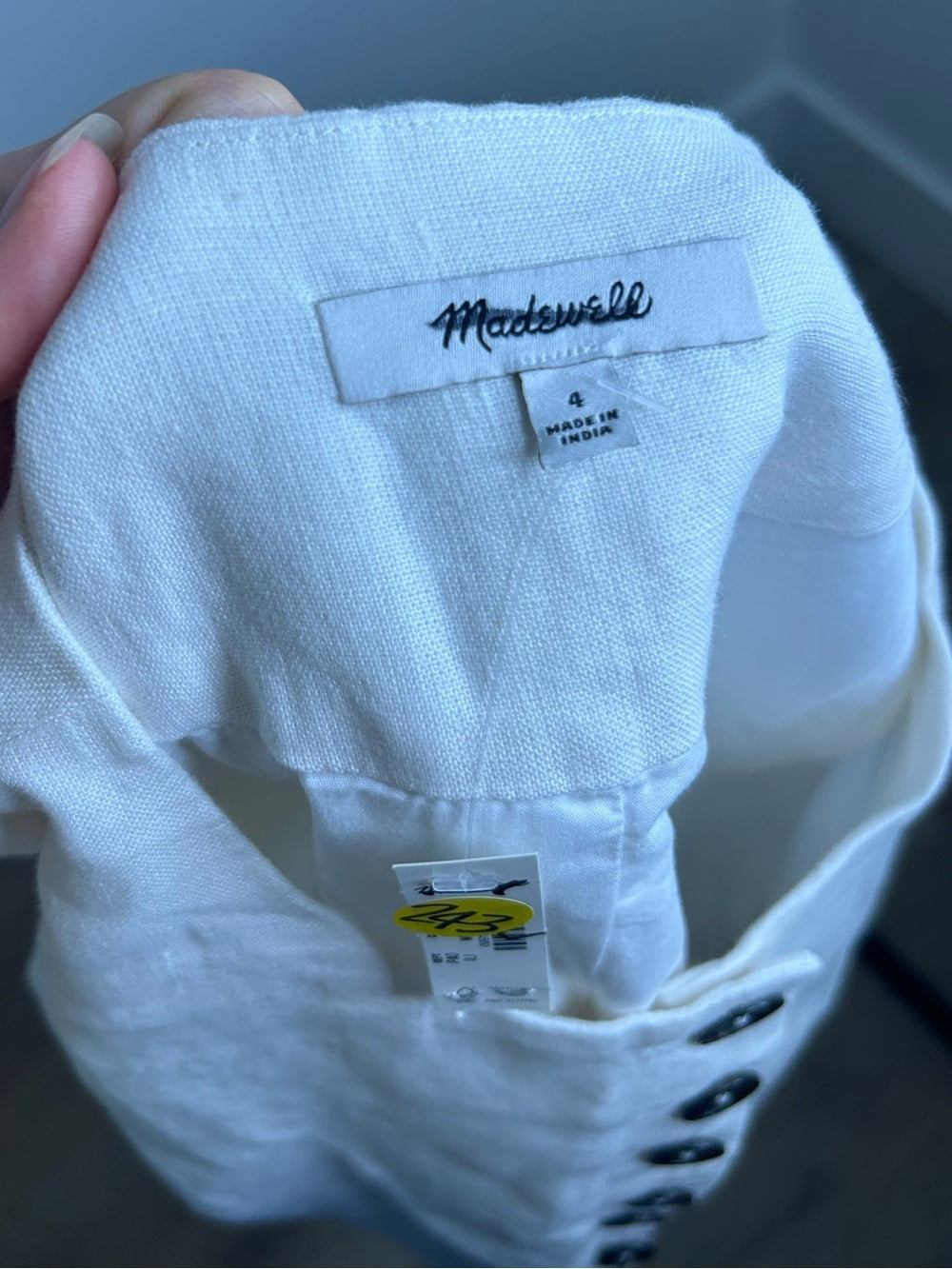 Madewell 100% Button Front Linen Shell Top in Ivory Linen